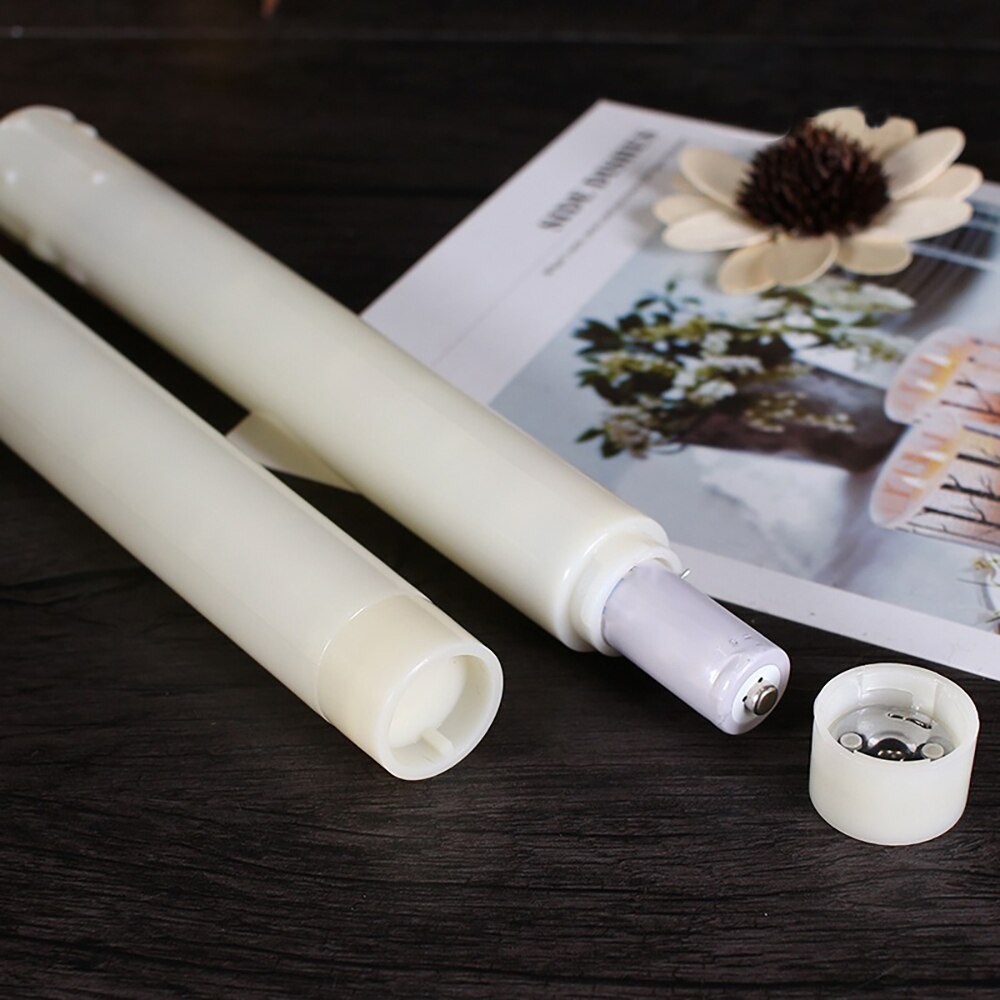 Pack of 6 LED Taper Candles Remote Control Plastic Flameless Flickering Christmas Lamp Candle White Lights Wedding Home