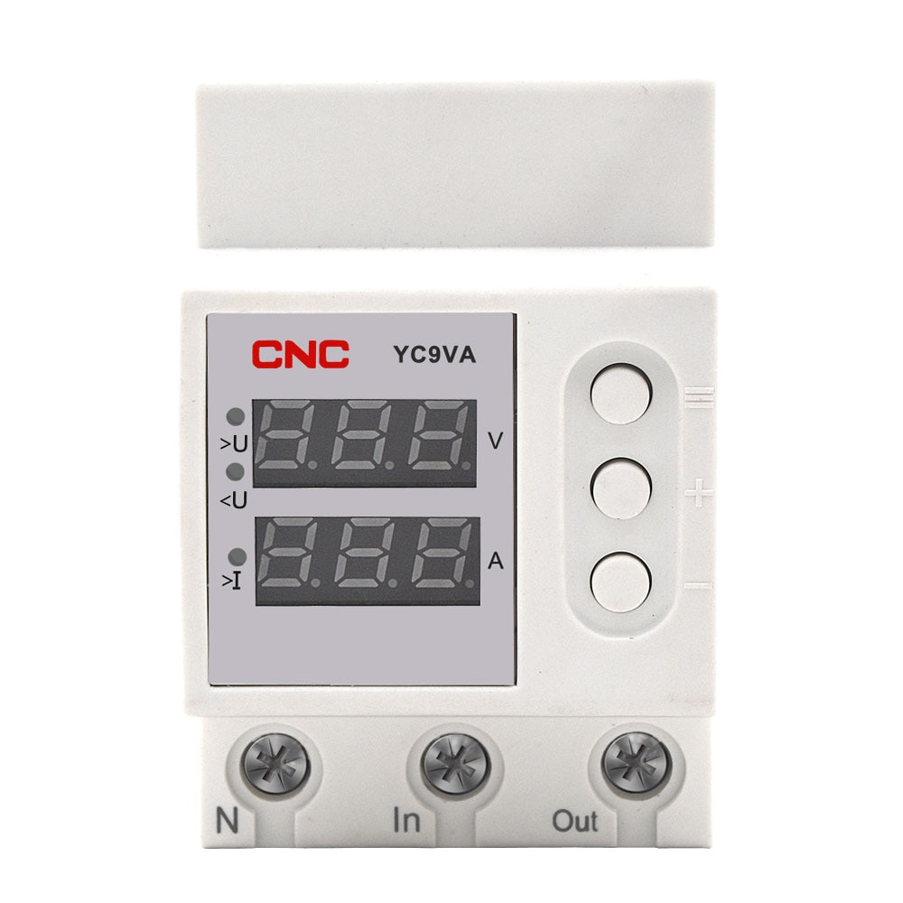 Din Rail Dual Display Adjustable Over Voltage Current and Under Voltage Protective Device Protector Relay 50/60hz 230 220V