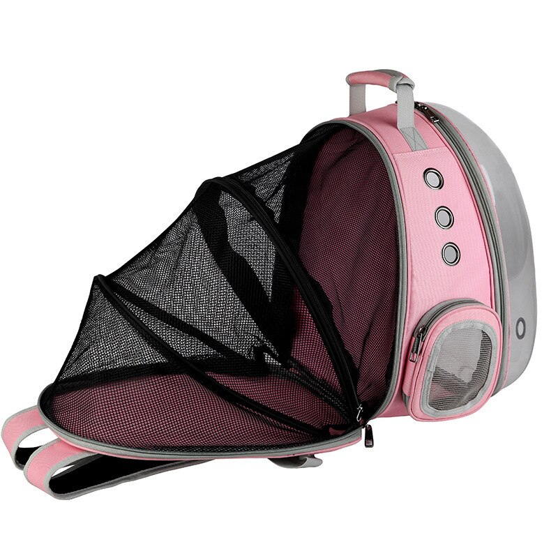 Portable Pet Cat Backpack Foldable Multi-Function Pet Dog Carrier Bag Large Space Capsule Bubble Shoulder Pet Backpack Tent Cage: Pink