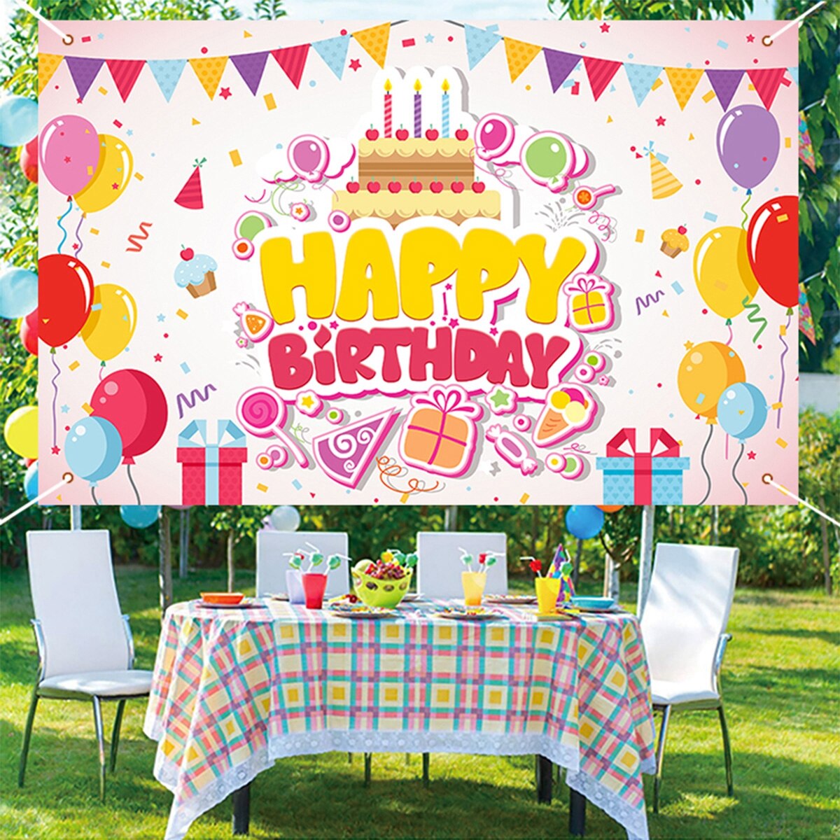 Pink Butterfly Birthday Party Backdrops Wedding Decorations Photo Booth Background Baby Shower Girl Hanging Flag Backdrop Props