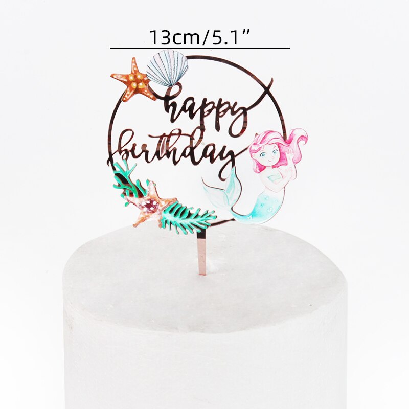 Décoration de gâteau joyeux anniversaire, bordure de couronne de fleurs et papillon, fée filles, fête d'anniversaire, Baby Shower, acrylique, décoration de gâteaux