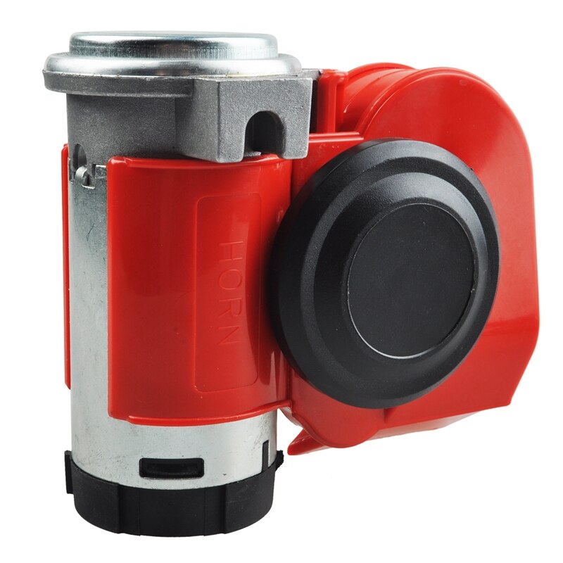 Twin Dual Tone Compact Air Loud Horn 12V 110-125db Compressor Red Truck Car Bus Van: Default Title