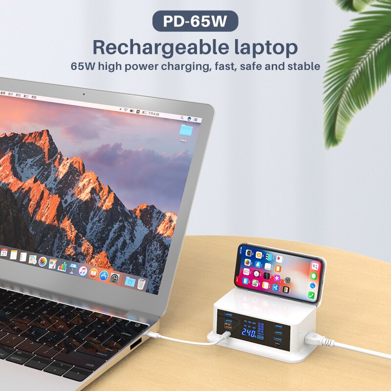 120w usb-anschlüsse,  pd 65w schnellladegeräte, 3.0 adapter-hubs 8 kabellose ladestation mit pd-schnellladefunktion für macbook pro, lenovo und iphone