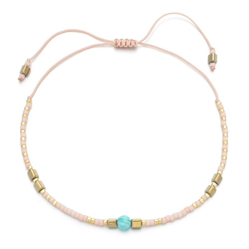 Boheme tynde miyuki beaded sten krystal armbånd & amp; armbånd til kvinder håndlavede vintage armbånd med etnisk knude: Rb388-8