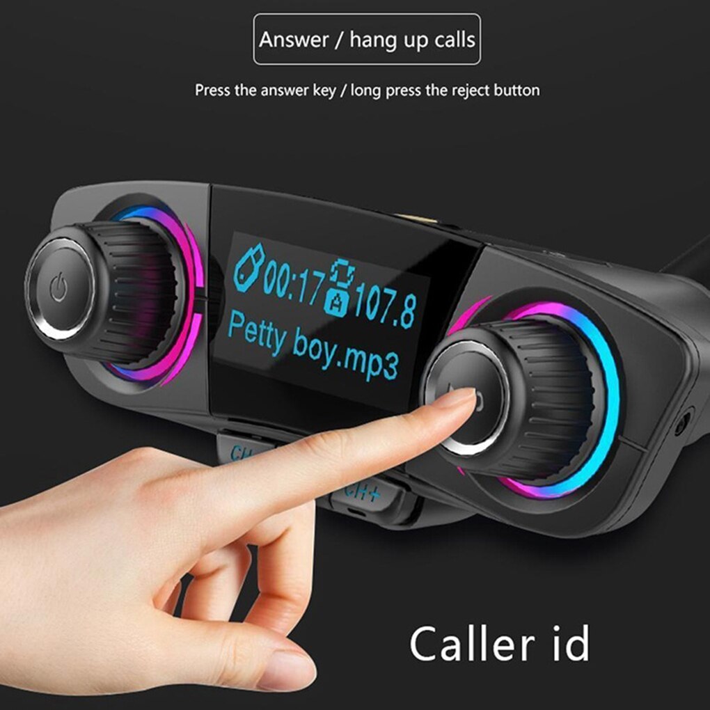 Car 1.3 Inches LCD Screen MP3 Player Bluetooth Handsfree Speaker 2 USB Port Charger EQ Control