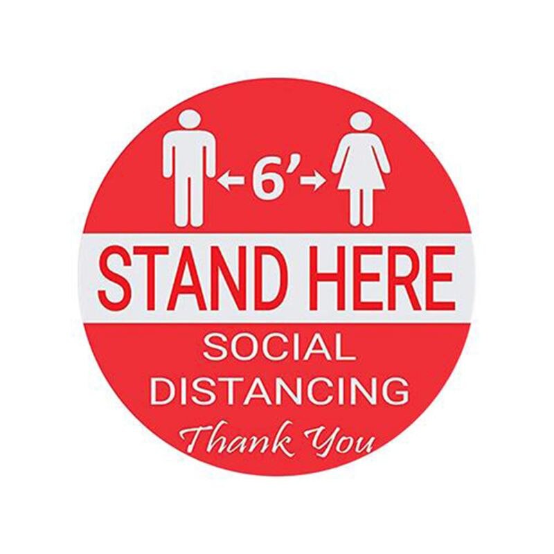 Socialt avstånd vänta här stå här håll 6ft i mellan avstånd markör golv dekal för social avstånd medan i linje