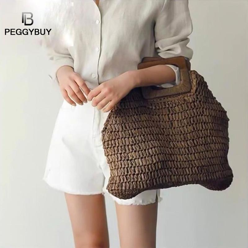 Sac à main Vintage bohème sac de paille pour Women2020 été grande capacité plage sac à main en rotin à la main tricoté sacs de voyage Bolsas