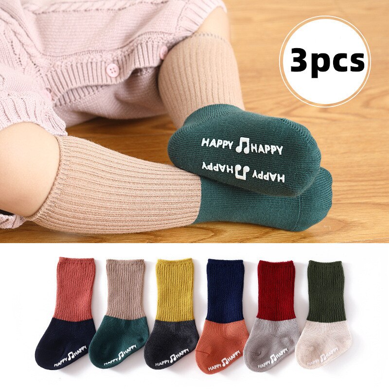 3 Stks/partij Baby Kids Meisje Hoge Lange Katoenen Sokken Antislip Silicone Baby Accessoires Baby Hoge Sokken Kinderen Warm Houden sokken