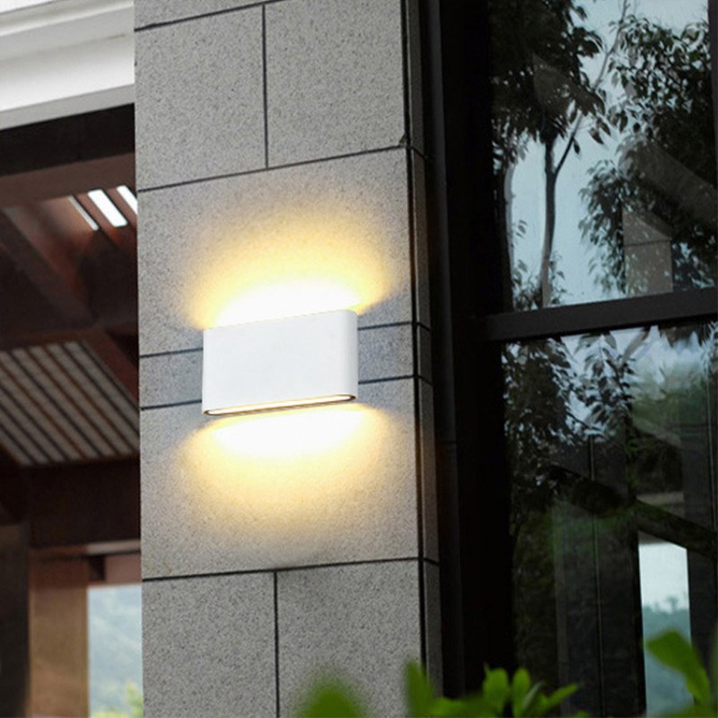 Moderne vandtæt udendørs 12w ført væglampe  ip65 aluminium op og ned væg lys haven veranda skulptur dekoration lys 110v 220v