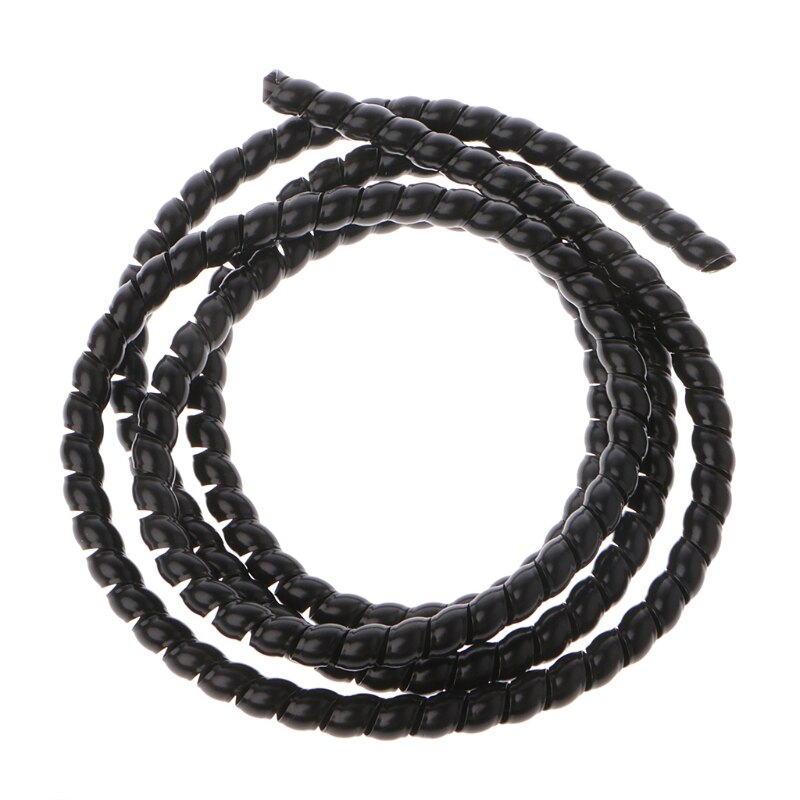 2m 10mm /witte/rode/gele/blauwe pp spiraalwikkelbanden kabelopberger kabelbeheerorganizerbuis: Zwart