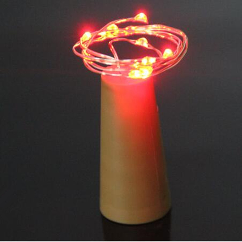 Zilveren koperdraad fleskurk stop led-lichtsnoer huisdecoratie 75cm lengtes gloeiend feest bruiloft verjaardag: Rood