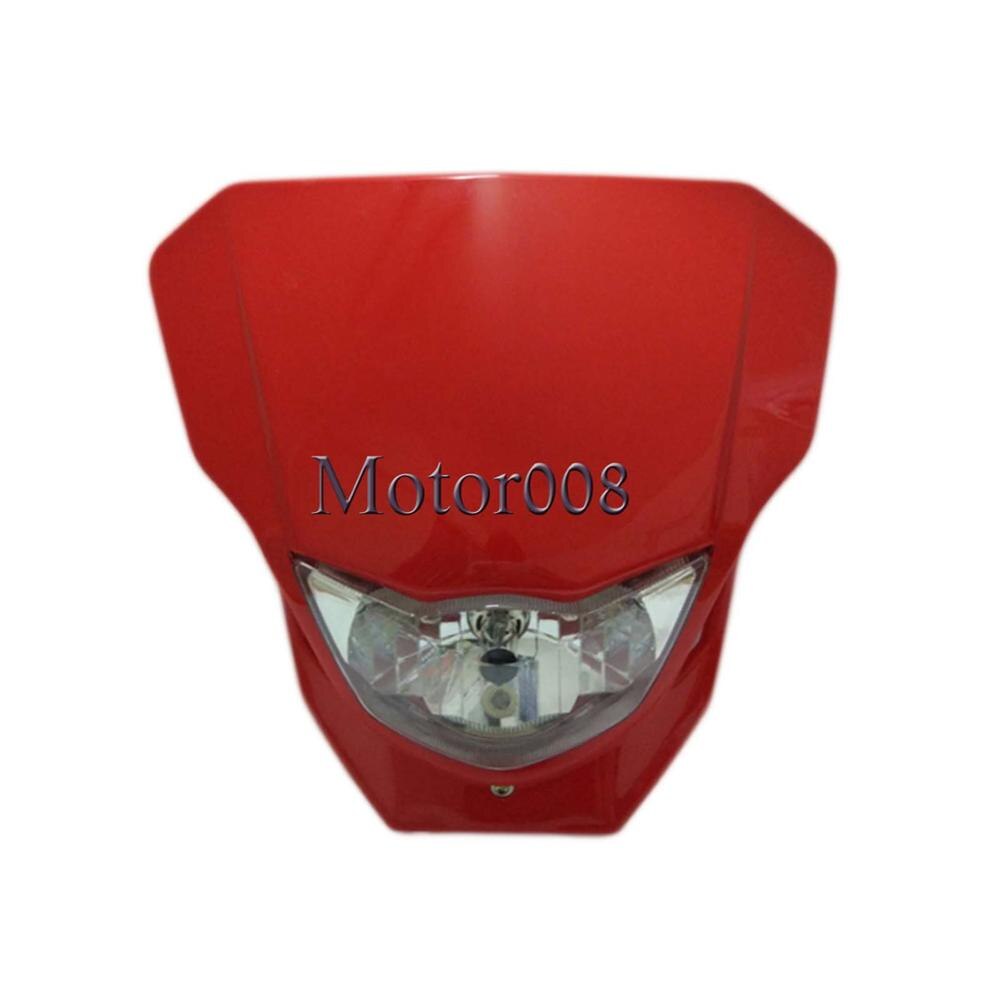 Carenado Universal para faro de motocicleta Enduro, con bombilla, para Motocross, HONDA CRF XR YAMAHA WR YZ YAMAHA YZ: Red