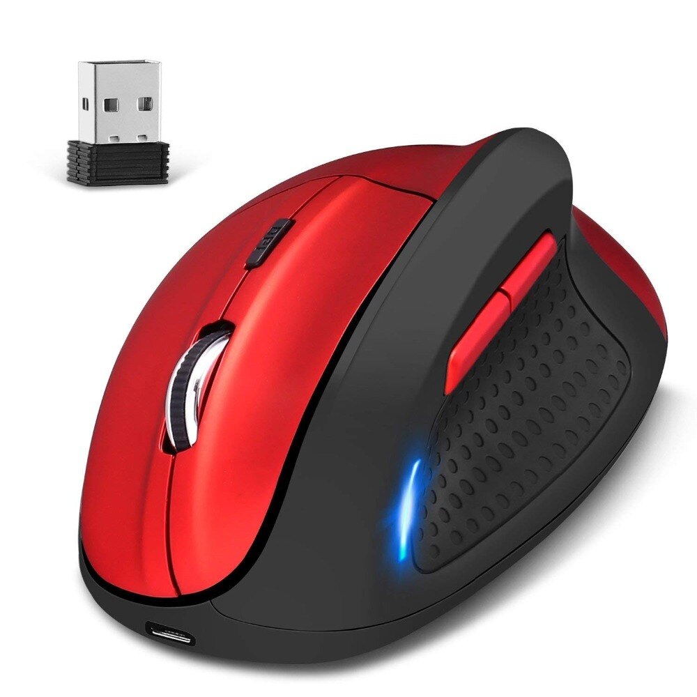 2.4G Wireless Mouse Rechargeable Ergonomic Vertical Gaming Mouse 6 DPI level up to 4800DPI for PC Laptop MacBook
