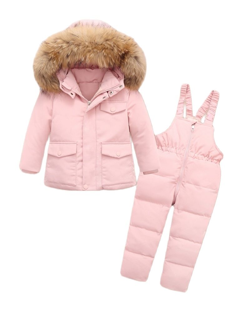 Kinderen Donsjack Pak Baby Jongens En Meisjes Overalls 1-5 Jaar Eendendons Waterdichte Jas Jas Kinderen + Bib Pant Snowsuit
