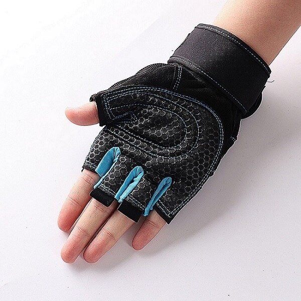 Gewichtheffen Handschoenen Gym Handschoenen Zwaargewicht Sport Oefening Body Building Training Sport Fitness Handschoenen: Sky Blue / M