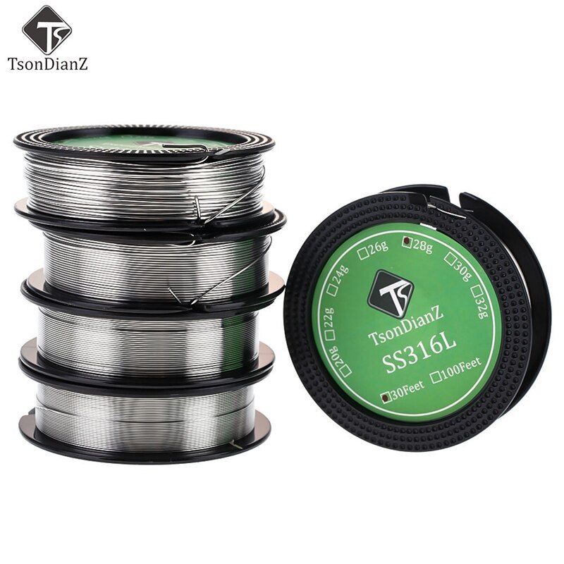 10m/roll TsonDianZ SS316L Wire 32ga 30ga 28ga 26ga 24ga 22ga 20ga Heating Wire Huge Cloud Pure Flavor Resistance Coil Wire