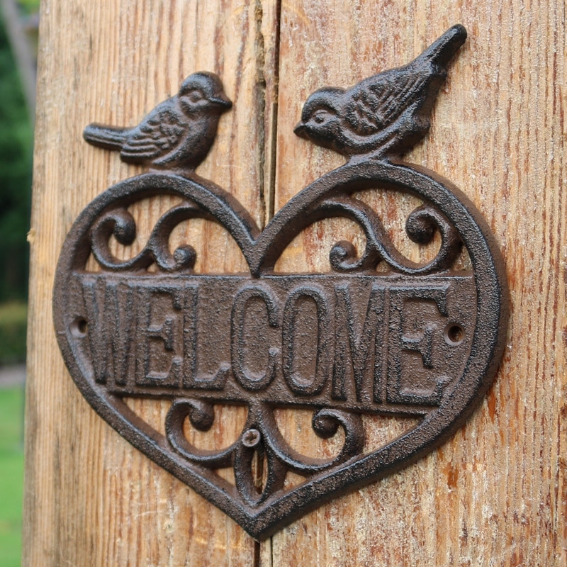 JD carte décorative décoration murale en fonte européenne Vintage maison bureau Style de coeur d'oiseau bienvenue
