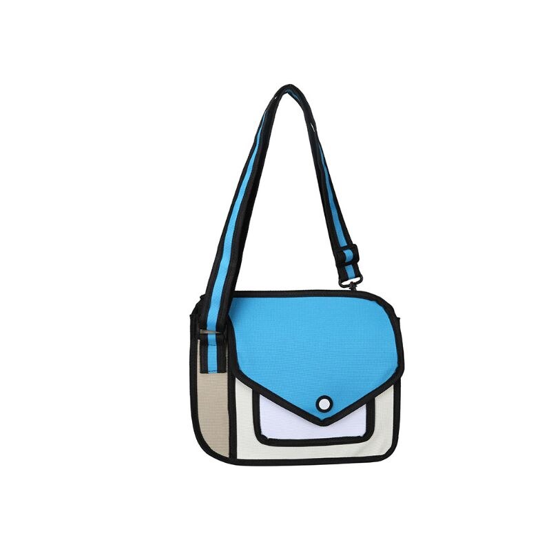 Frauen 2D Schulter Schule Tasche 3D Zeichnung Karikatur Papier Comic Crossbody Handtasche LX9F