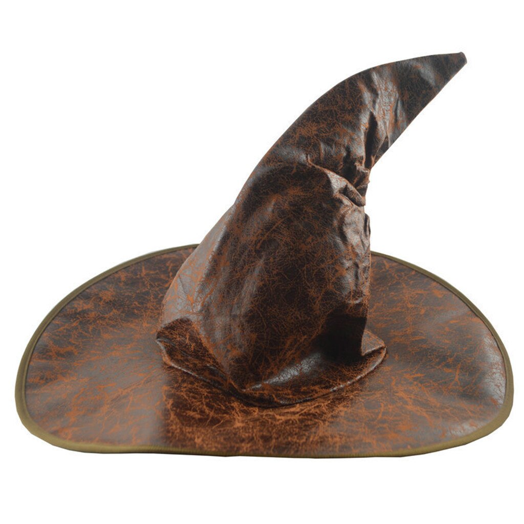 Halloween lue caps dame svart stor rynket heks lue tilbehør for fest rollespill cosplay horn cap: Kaffe