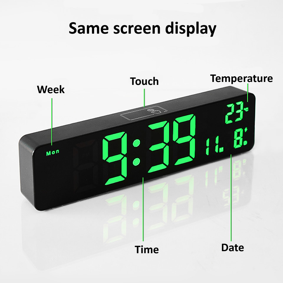 Large Screen LED Digital Alarm Clock Luminous Desktop Timer Temperature Display Alarm Clock with Music LED Desktop Digital Clock