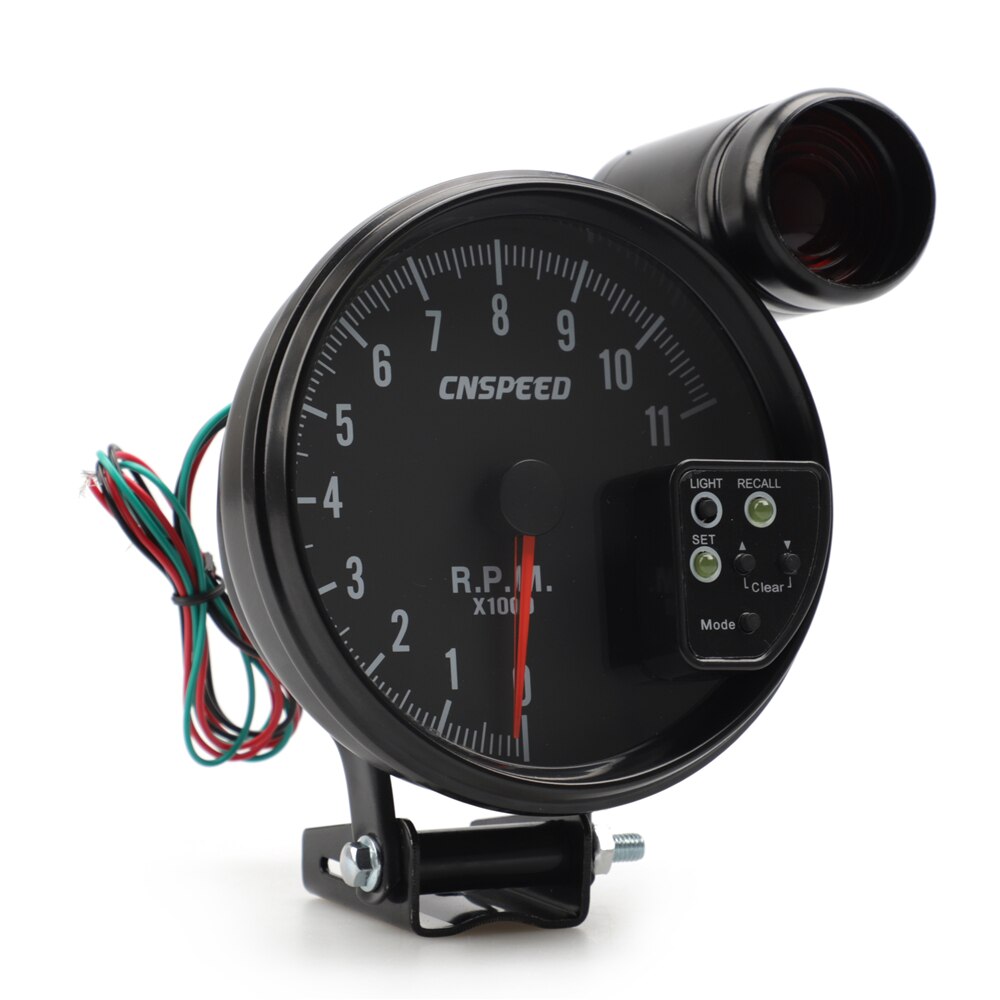 5" Inch (127MM) 7 Color 11K RPM Tachometer Gauge With Shift Light Black For 4 / 6 / 8 Cylinder Engine Vehicle 12V