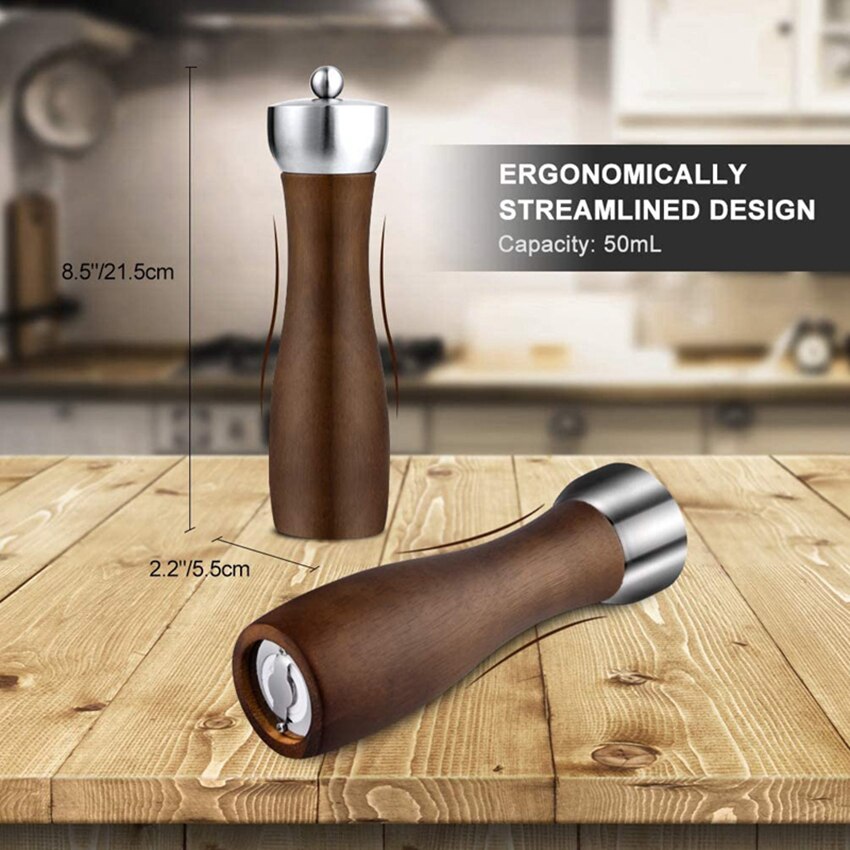 Zout En Pepermolen Set Massief Hout Spice Pepermolen Verstelbare Keramische Kern Koffiemolen Keuken Koken Tool Premium Beukenhout