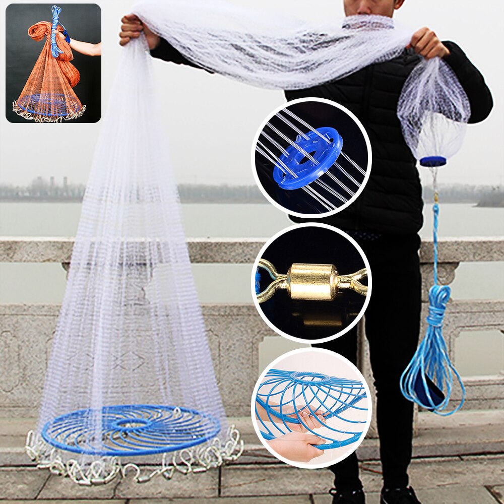 Finefish With sinker Cast Net Fishing Network USA Hand Cast Net Outdoor Throw Catch Fishing Net Tool Gill net