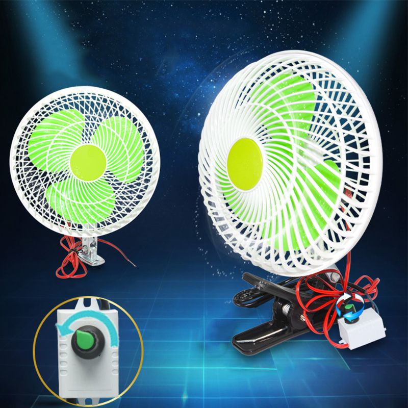 12V Oscillating Stepless Speed Air Cooling Electric Fan Swing Clip Fan for Car Vehicle Outdoor Home Camping Hiking