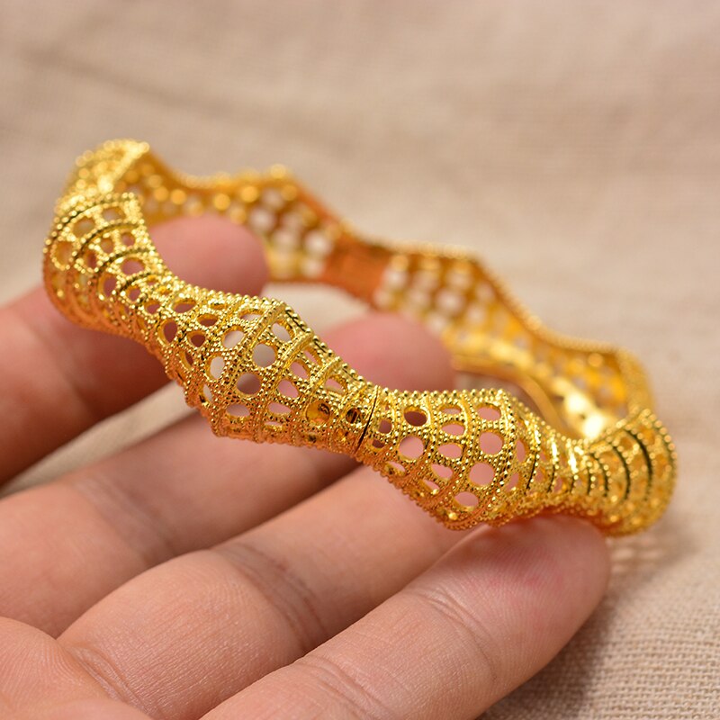 Dubai Arab Luxury Gold Color Jewelry Bangles for Women Ethiopian Bracelets Middle East African Party wedding: 7