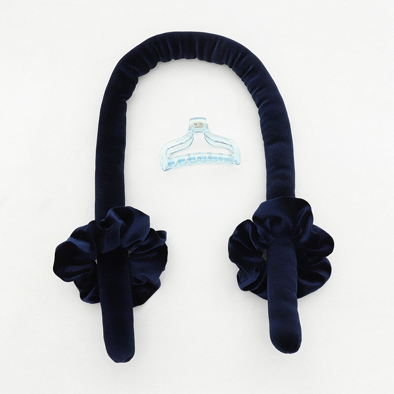 Bigoudi sans chaleur pour cheveux, ensemble de 3 pièces de produits de beauté bouclés, fer à friser en velours, outils de coiffure magiques: Navy blue