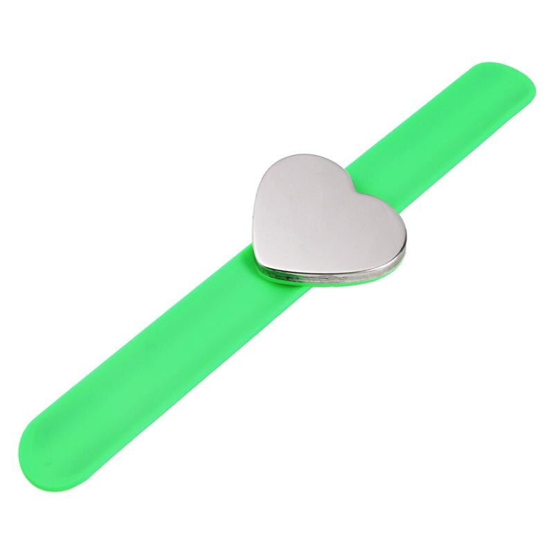 1pc Durable Magnetic Slap Bracelet Heart Shape Silicone Hand Band Wrist Strap Hand Decor for Kids: Green