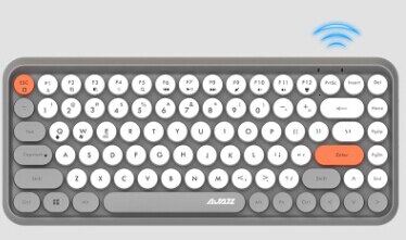 JellyComb Bluetooth Tastatur retro Runde Keycap Kunststoff Tafel Bunte Grenze WaterproofMobile Telefon Tastatur: grau Bluetooth 