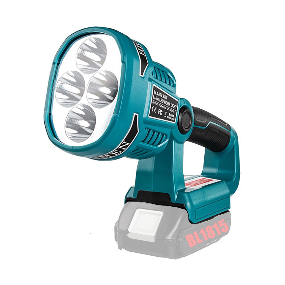 Portable LED avertissement Spot lumière lampe de travail lampe torche pour Makita Bosch 14.4V 18V Li-ion batterie BL1830 BL1430 BAT618 BAT614