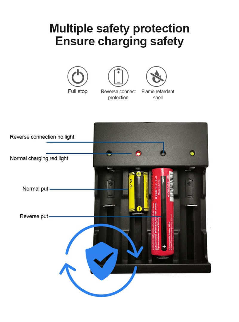 Voxlink 18650 batterilader ledet 4 spor smart frakt 26650 21700 14500 26500 22650 26700 li- ion oppladbar batterilader