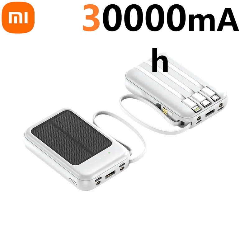 Xiaomi 50000mAh Solar Power Bank Built 4 Cables Fast Charger High Capacity Powerbank Spare Battery For Mobile Phones: Blue