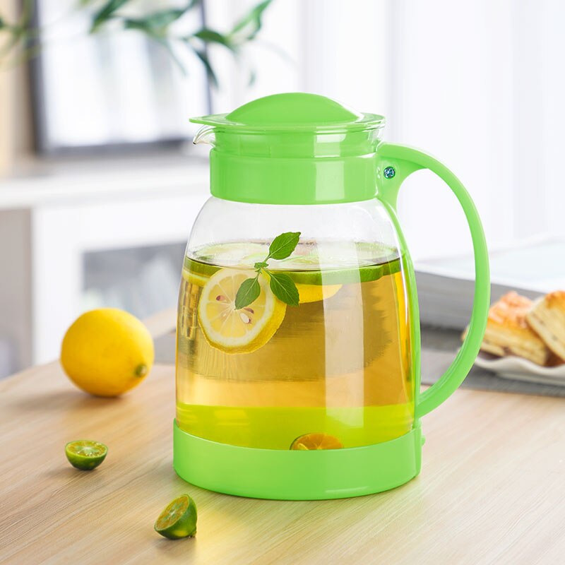 Glas Water Kruik Met Handvat Glas Picther Water Pot Voor Warm Koud Water Thee Vruchtensap Glas Jug 2000Ml: 2L Green