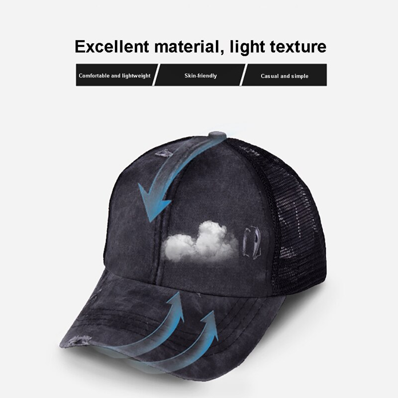 Cola de Caballo gorra de béisbol deportes al aire libre del sombrero del Snapback de parasol con protección UV de malla ajustable gorros de Hip Hop
