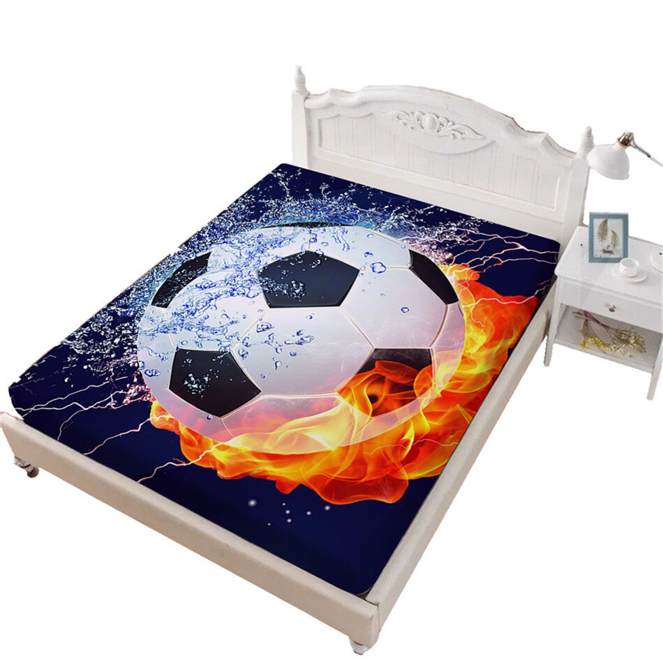 Brann fotball ball sengetøy 3d fotball skrive ut montert laken fotballstadion skrive ut sengetøy dyp lomme polyester sengetøy: Dcl -som200 / Konge