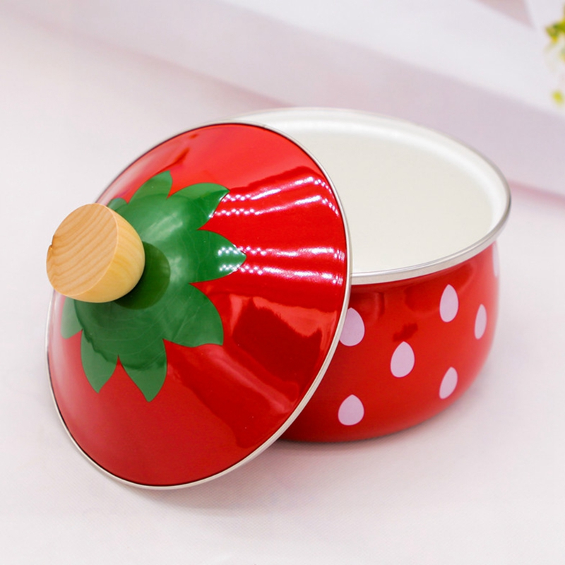 2,2 L Eanmel Kochen Topf Erdbeere Verdickung Emaille Heißer Topf 18Cm Suppe Topf Induktion Herde Gas Allgemeine