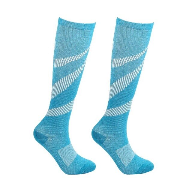 Unisex Socks Compression Stockings Pressure Varicose Vein Stocking Knee High Leg Support Stretch Pressure Circulation: WYS041-blue / L-XL
