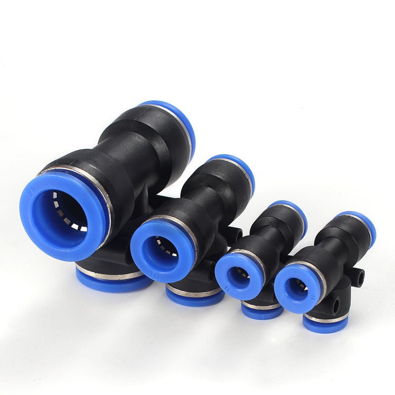 3 Way T shaped Tee Pneumatic PE 4mm to 16mm OD Hose Tube Push In Air Gas Fitting Quick Fittings Connector Adapters