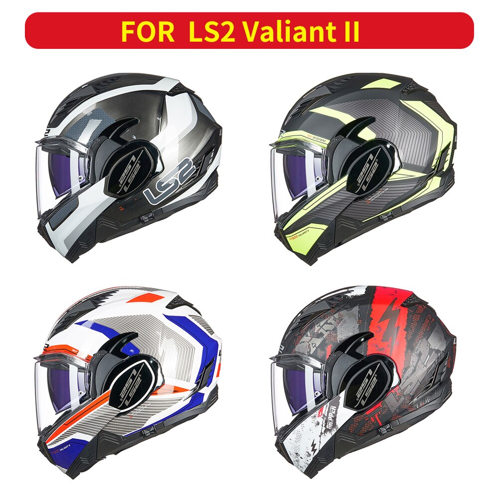 Original LS2 Visors For Valiant II FF900 Flip Up Motorcycle Helmet Replacement Extra Lens With Anti-fog Patch Holes Casto Moto