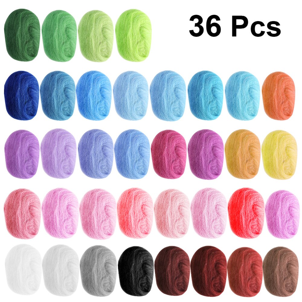 1 Set 36 Kleuren Wolvilt Authoring Tools Wol Roving Fibre Diy Vilt Stempel Vreugde Gereedschap Wol Garen Roving Voor naaldvilten Hand