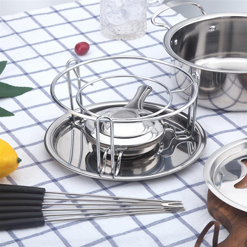 10- delar uppsättning rostfritt stål ostglass chokladkruka smältgryta fondue set kökstillbehör för hemmabuffé