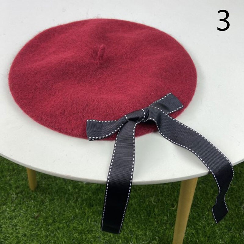 1Pcs Vrouwen Mode Vrouwen Zachte Boog Elegante Baretten Winter Warme Muts: 3