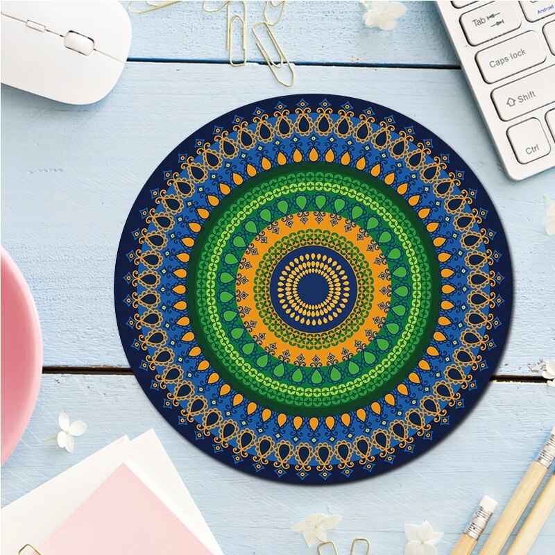 Computer Mat Mouse Pad Rubber Thickening Non-slip Pattern Round Mouse Pad Art Mice Mat For Computer Laptop: Style 2