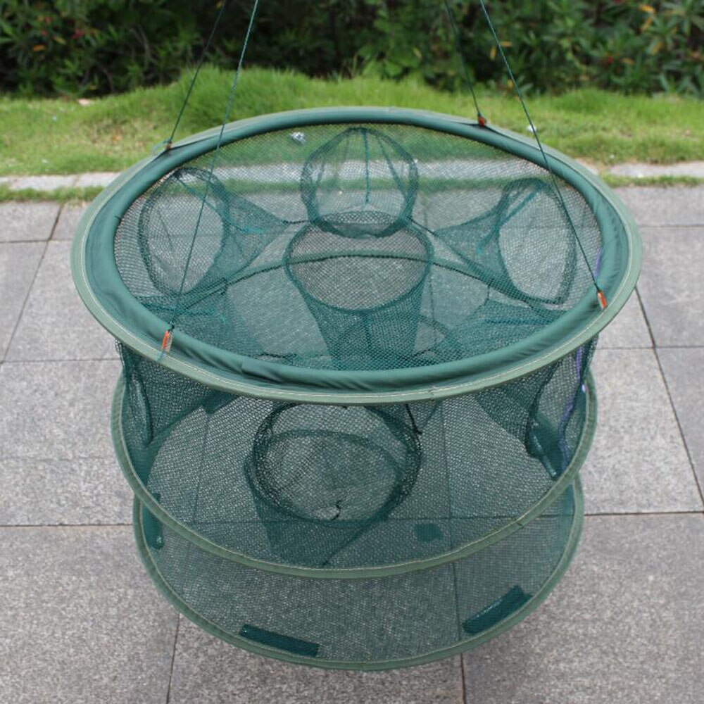 FishingLife Hole Automatic Fishing Trap Net Fish Shrimp Minnow Crab Baits Cast Mesh Trap Two Layers 5 6 7 8 Holes