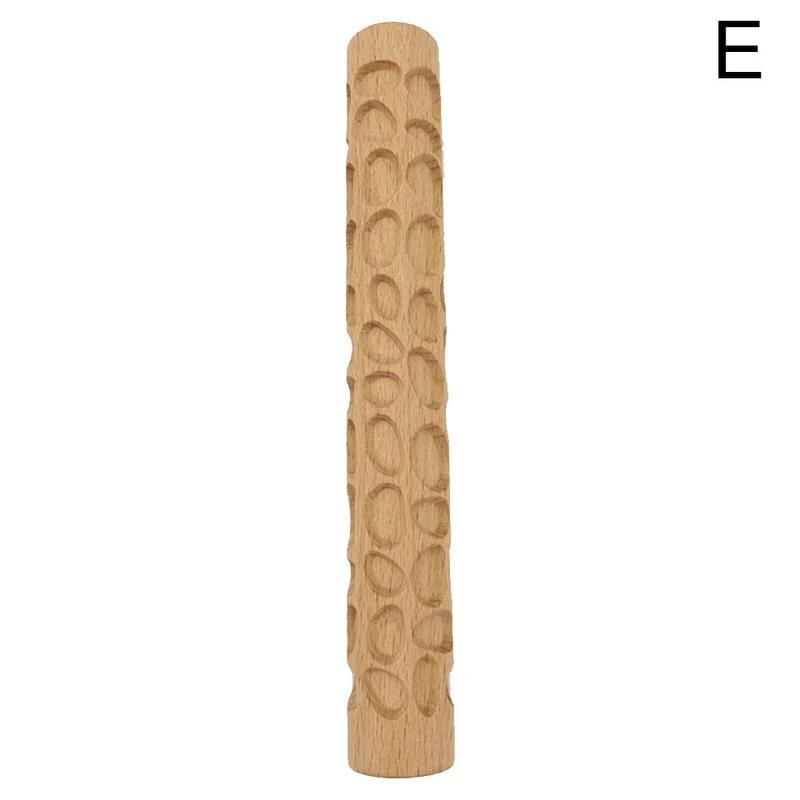 1Pc Houten Textuur Deegroller Keramische Aardewerk Art Reliëf Staaf Bloem Patroon Modder Roll Roll Reliëfs Klei Gereedschap Steen diy Bakken: 5
