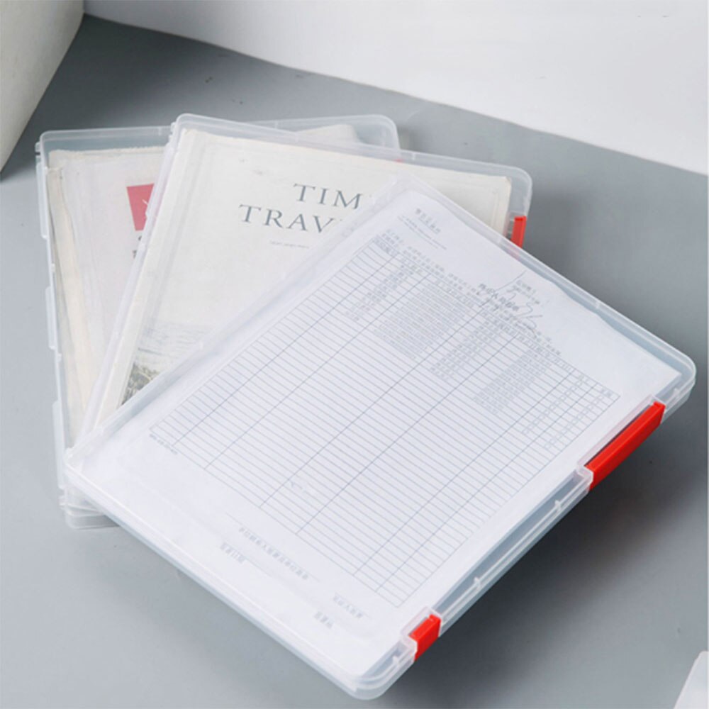 Portable A4 Transparent Storage Box Clear Plastic Document Paper Filling Case File Waterproof Storage Box Paper Organizers