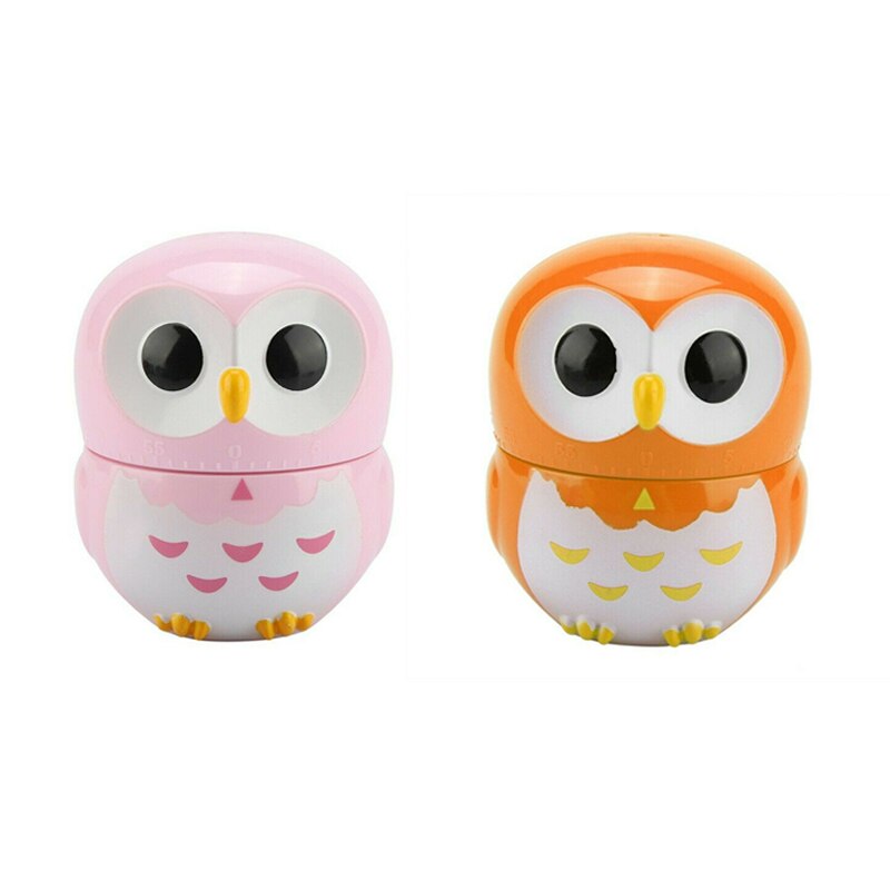 1pcs Cartoon Owl Shape Chef Cooking Timer Kitchen Decorative Plastic Mechanical Clock 60 Minutes Household Baking Stopwatch Tool